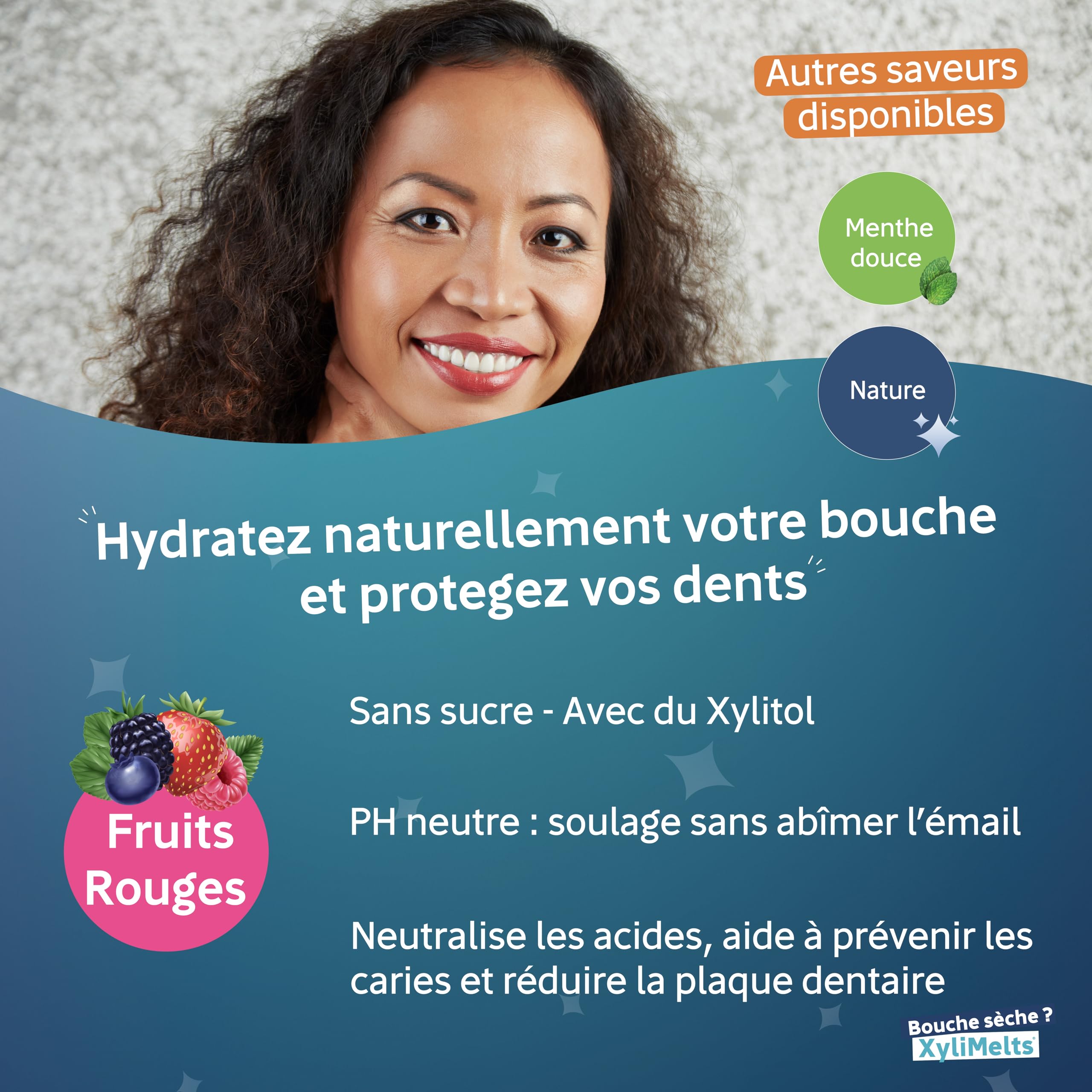XYLIMELTS Bouche Sèche 80 Pastilles Adhérentes Goût Légèrement Sucrée| Soulage la Sécheresse Buccale Jour & Nuit|Action Jusqu’à 8h| Sans Sucre, au Xylitol| Discret & Naturel| Testé Cliniquement