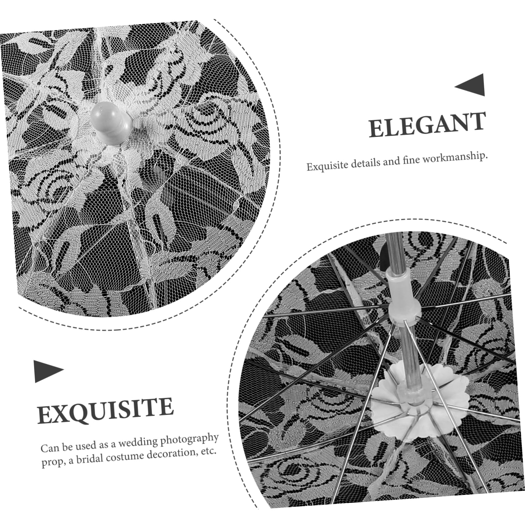 PACKOVE 4pièces Parasol Dentelle pour Mariée Accessoire Élégant pour Cérémonie De Mariage Et Séances Photo Léger Et Romantique