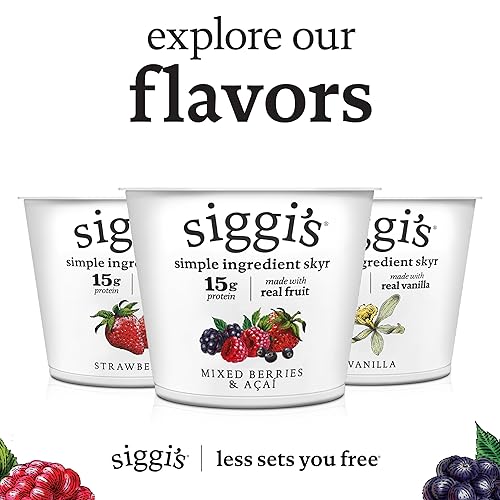 Miniatura 7 de siggi's Yogur islandés sin grasa colado, bayas mixtas de acai, taza individual de 5.3 onzas, yogur grueso y rico en proteínas