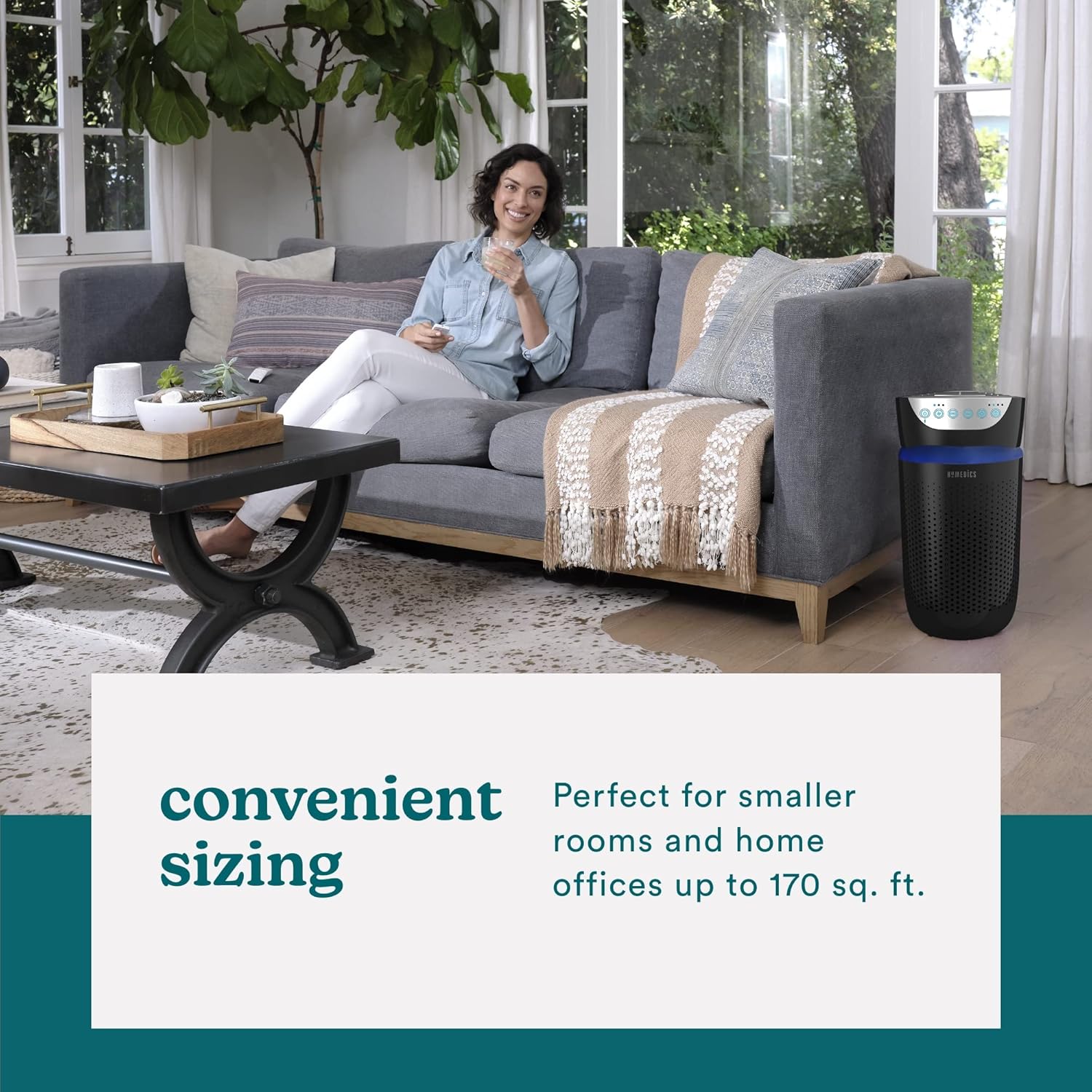Black Ionic Energy Star HEPA Air Purifier Tower