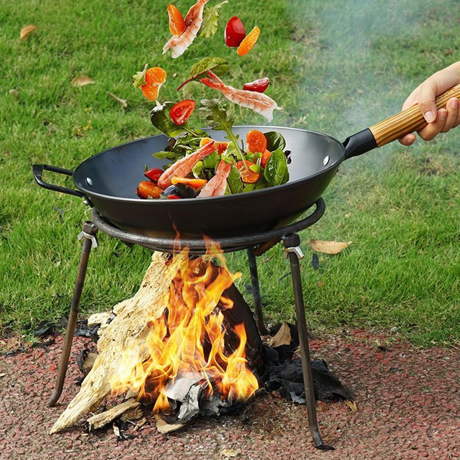 Treppiede per Braciere Supporto per Cucinare, Supporto per Pentola da Campeggio e falò, Treppiede per Pentola da Cucina Rimovibile, Accessori per Pentole per Barbecue in Giardino