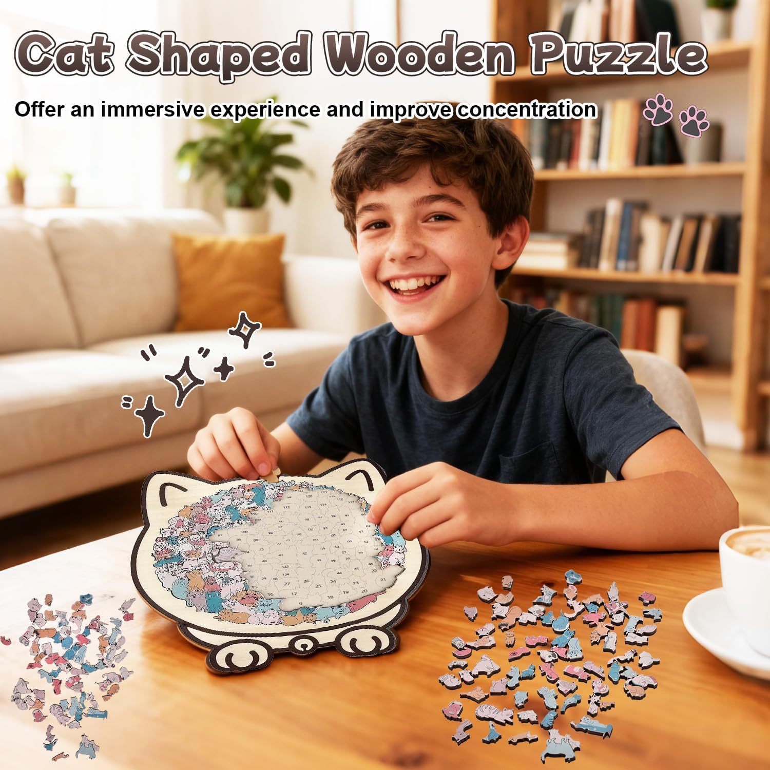 Puzzle In Legno A Forma Di Gatto Per Adulti – 3D Vision, Pezzi Unici, Gioco Educativo Antistress, Regalo Creativo