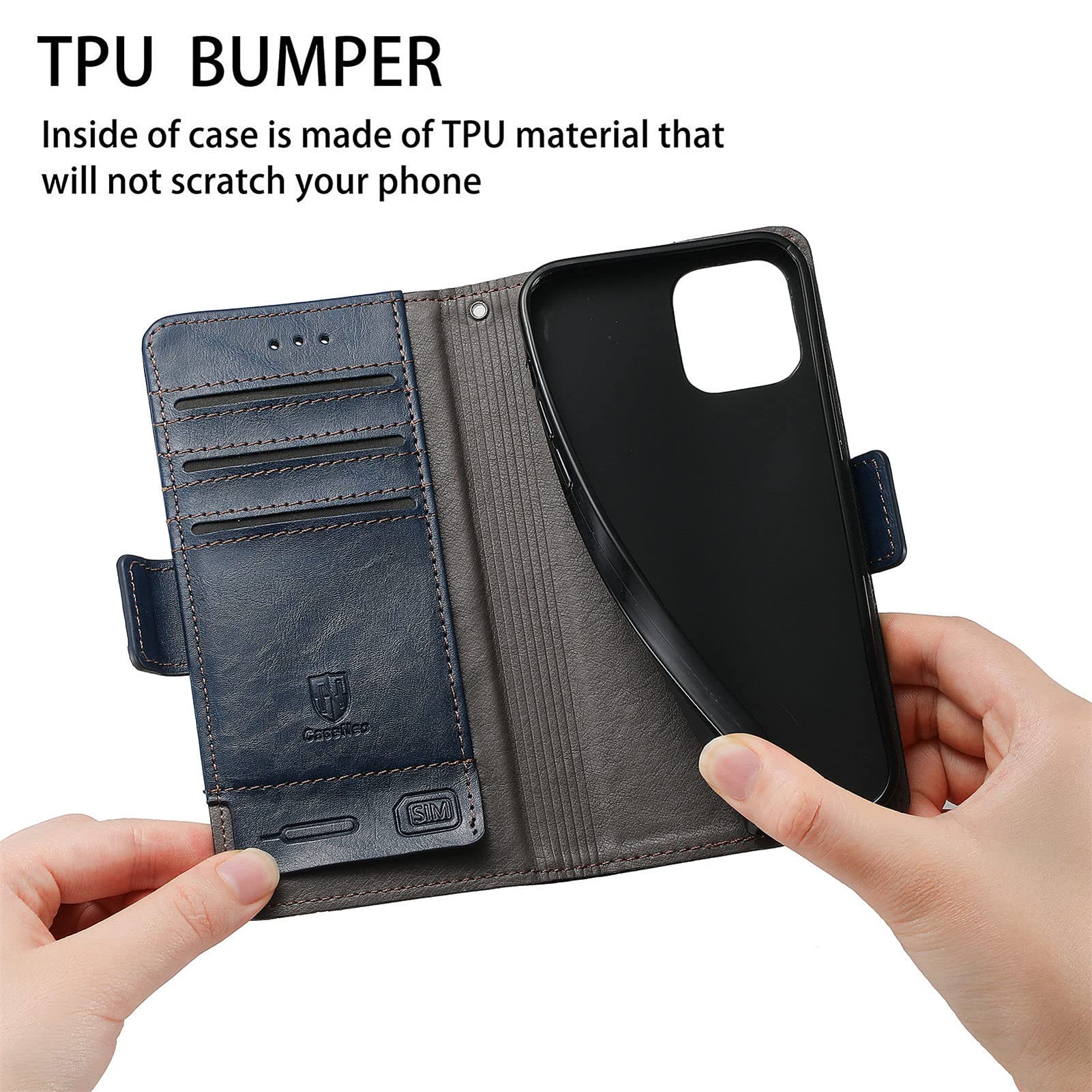 MOJIA Hülle Für Oukitel C58 Pro / C58 - PU-Leder Flip Case Mit Kartenfach, Standfunktion, Blau