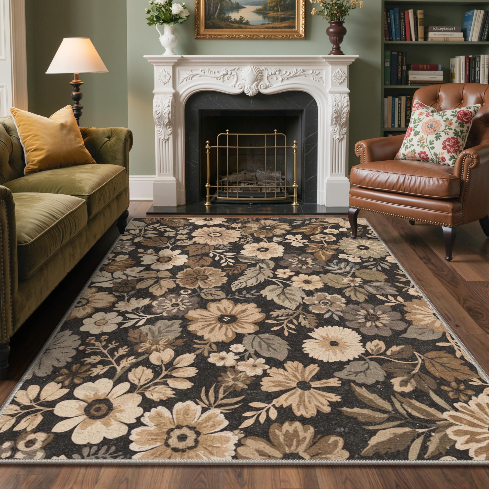 BEIMO Large Washable Rug 240x300cm Botanical Non-Slip Area Rug