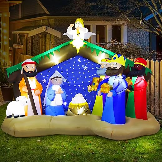 lighted blow mold nativity set