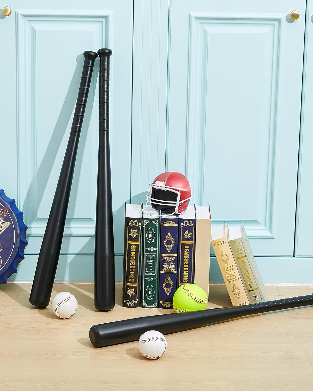 Liliful 3 Pieces Plastic Baseball Bat 29.5 Inch Solid Lightweight Plastic Bat with Molded Grip Handle for Practice Festival Gift Party Decoration