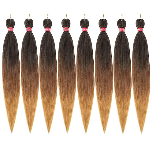Miniatura 7 de Cabello trenzado preestirado, 8 paquetes de extensiones de cabello originales Kanekalon trenzas, trenzas de cabello de ganchillo con ajuste de agua