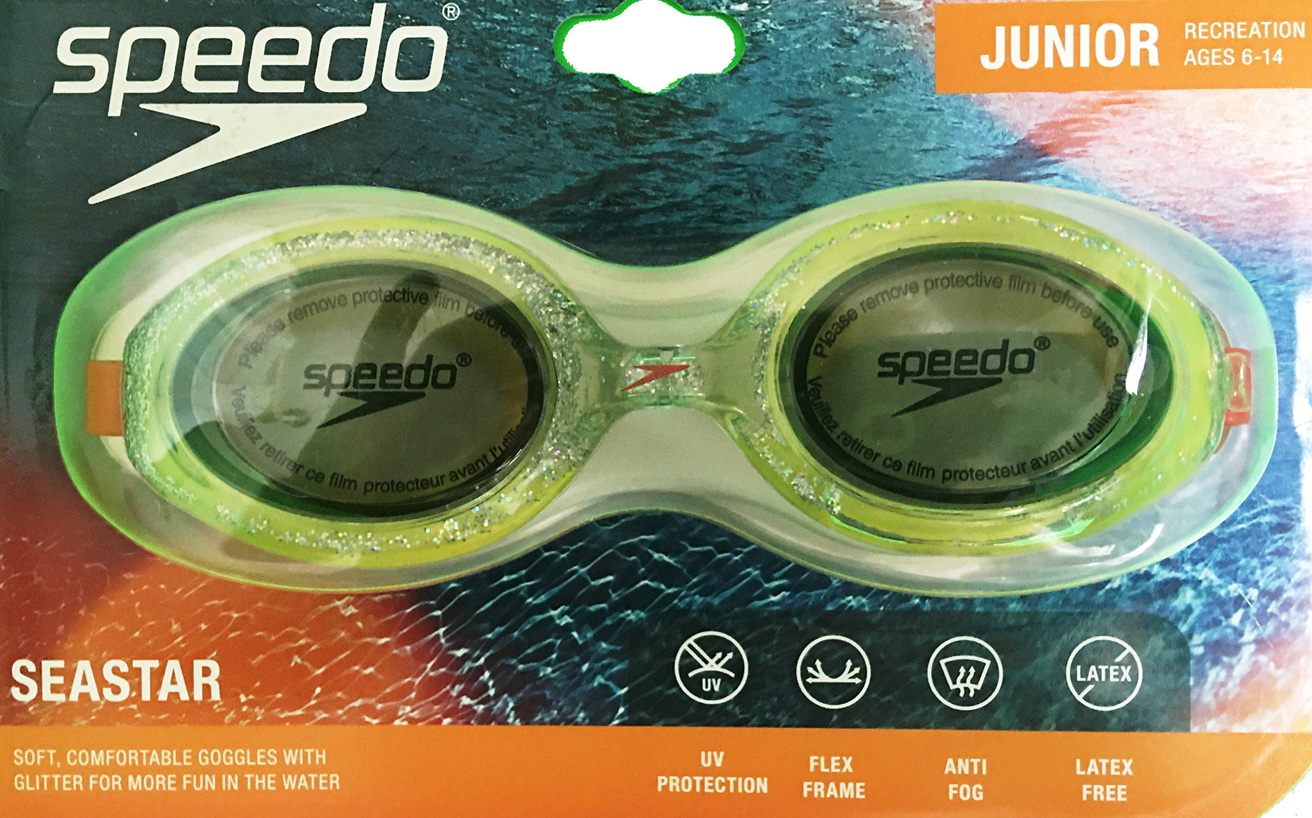 Speedo Junior Seastar Googles: Yellow with Glitter