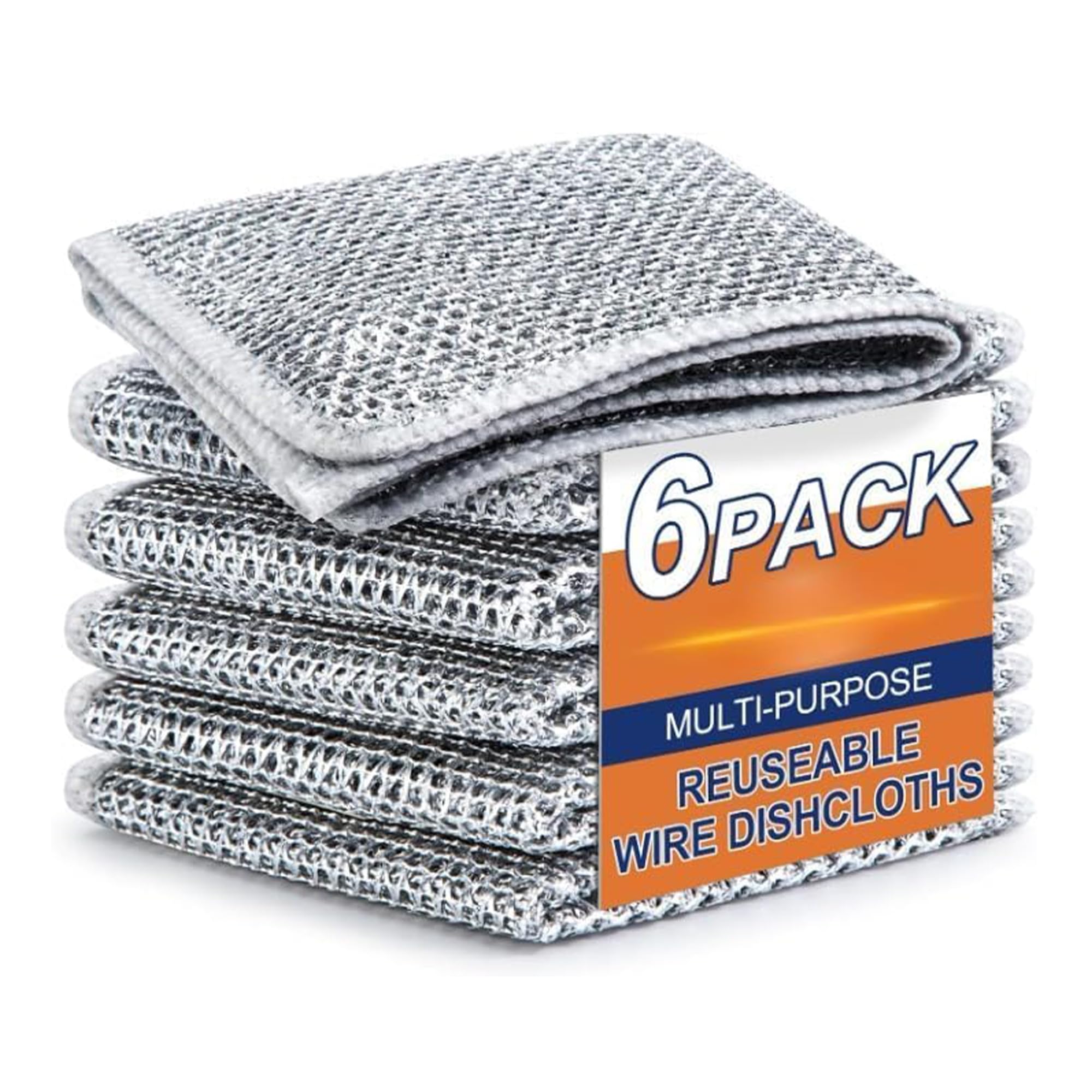 Vexton 6PCS Multipurpose Dish Wash Scrubber | Non Scratch Steel Wire Mesh Reusable Dishwashing Rag for Wet & Dry Utensils Kitchen Sink Cleaning Scrub Cloth | Kitchen Accessories-image-28