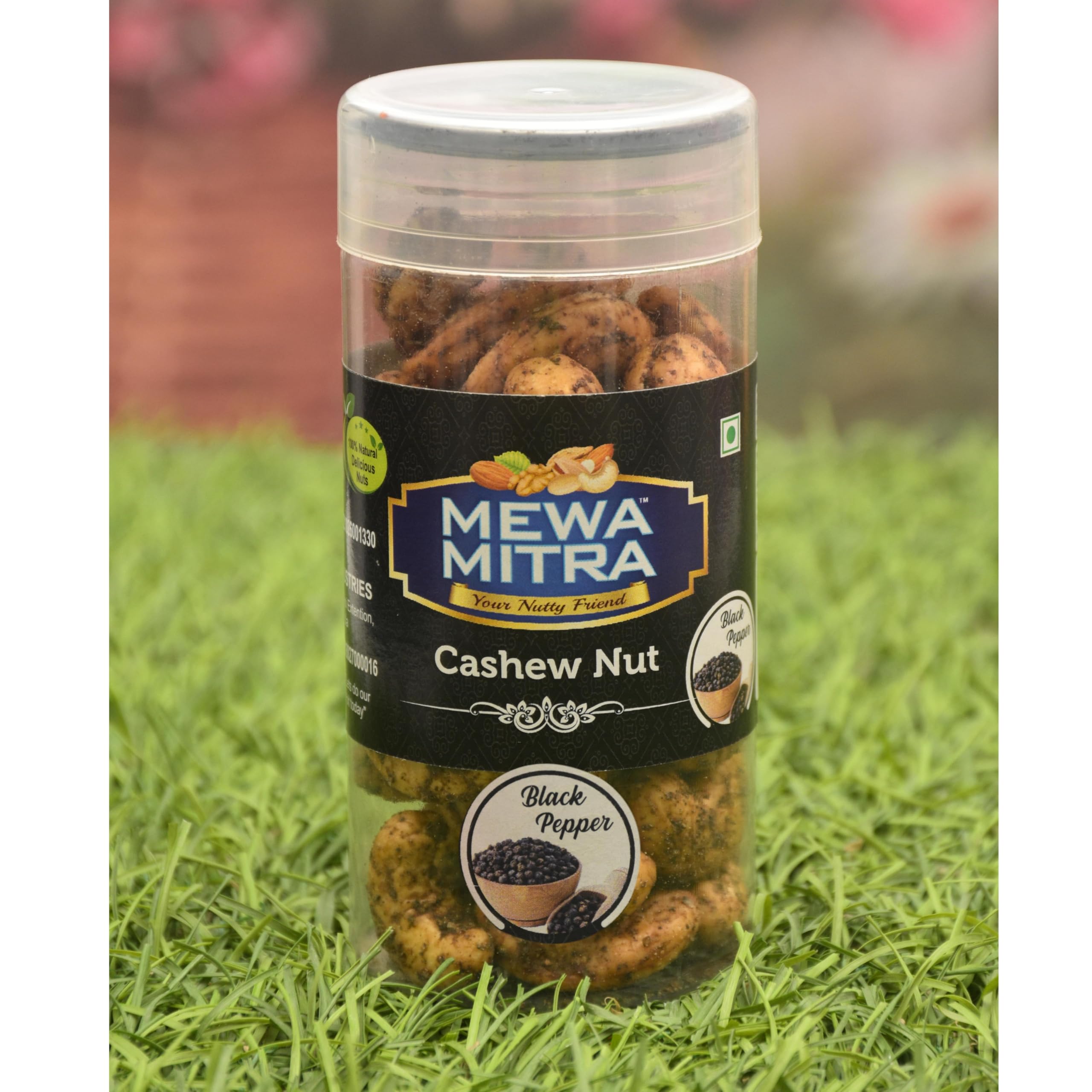 MEWA MITRA W210 Cashews - Black Pepper Flavour | Crunchy Kaju Snack | Plant-Based Protein, Gluten-Free | Spiced Nut Value Pack (100g, Pack of 3) 1