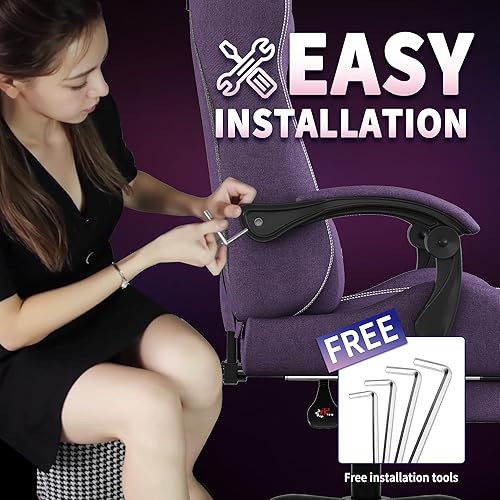 Miniatura 5 de SITMOD Silla Gaming de Tela con Reposapiés - Silla de Computadora Transpirable con Reposacabezas y Almohada Lumbar, Silla Gamer Ergonómica Grande y