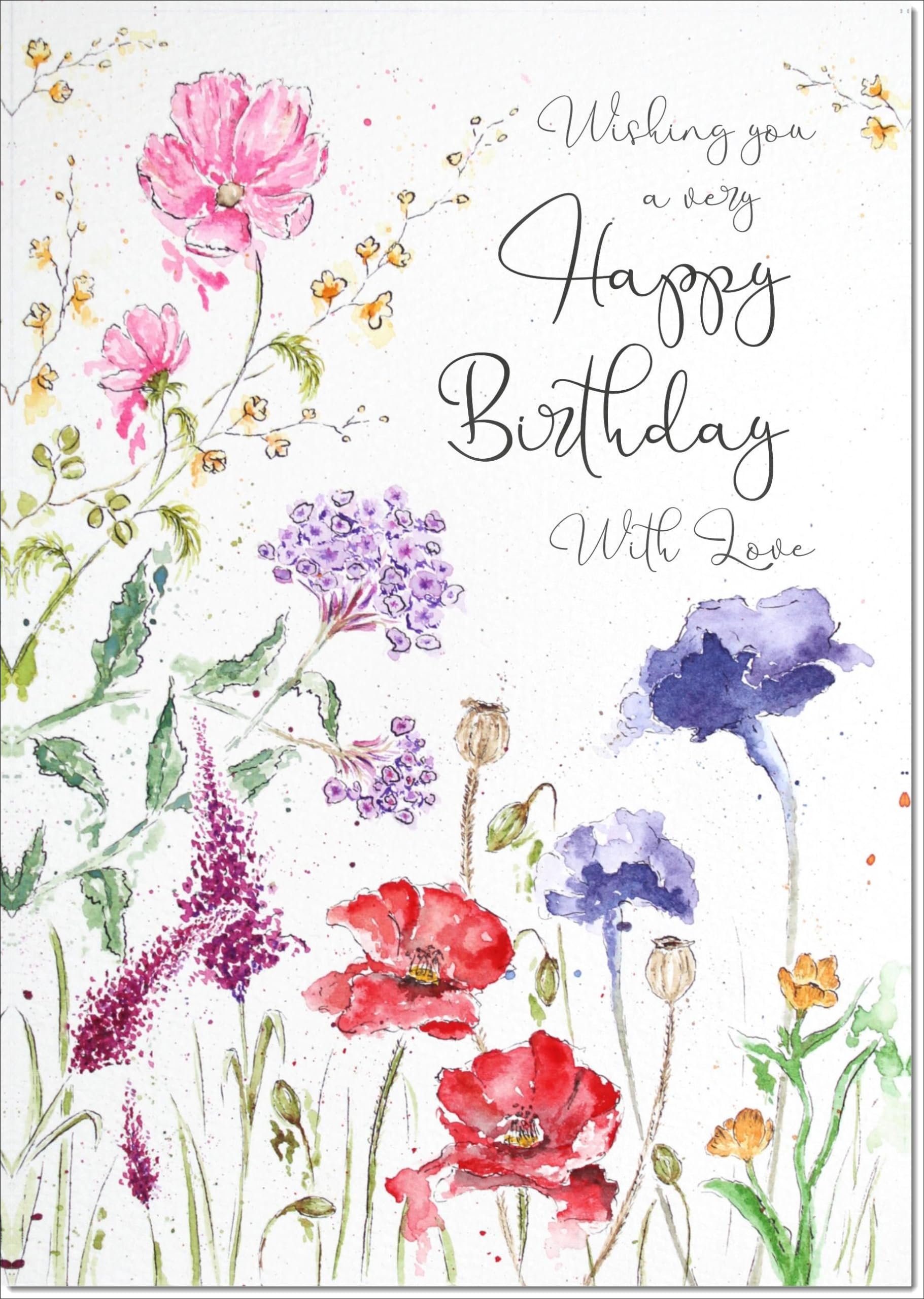 doodlecards Birthday Card Wildflowers Spring Flowers Large A4 Size with Plain Envelope — image 1