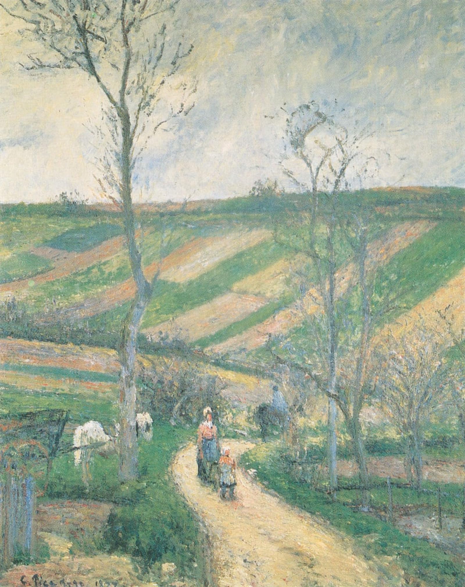 HRJUBWREE Classic Canvas Picture Art Canvas Print Modern Oil Painting Route Du Fond De L´hermitage Pontoise by Camille Jacob Pissarro Artwork on Wall for Office Decor 60x90cm