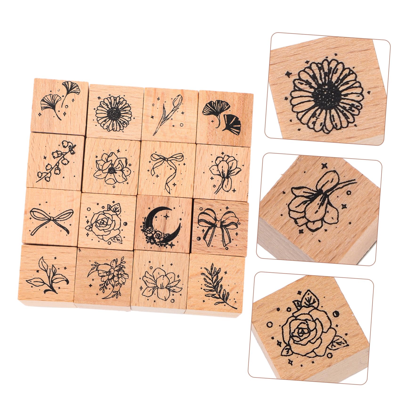 HOMSFOU 4 Sätze Kinderstempelblöcke Zahlenstempel Nach Maß Geburtstag Personalisierte Kinderstempel Journaling Namensstempel Blumenstempel Blumen Klare Stempel Etiketten 16 Stück * 4