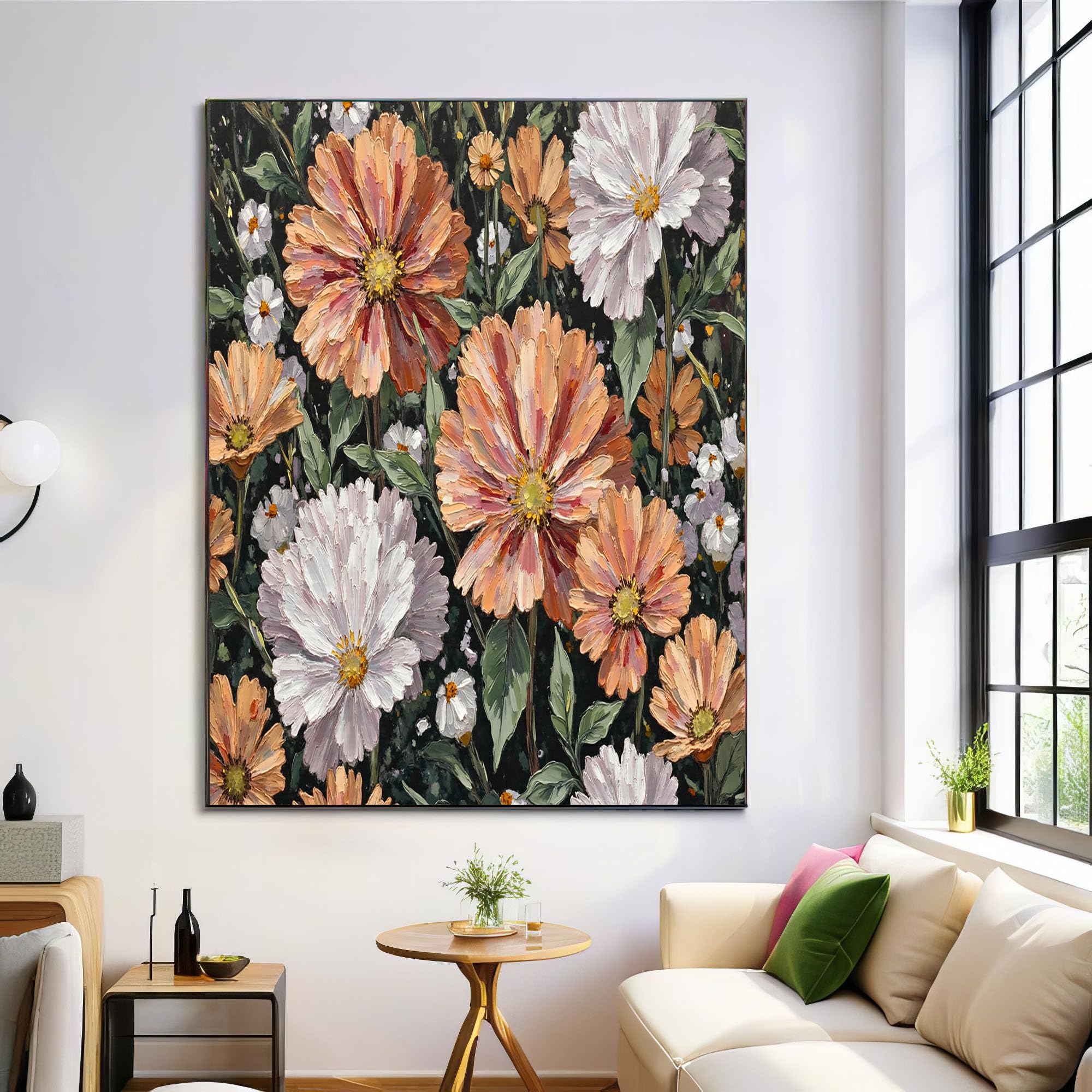 Posters de jardín cosmos para un salón elegante con diseño mural abstracto verde oscuro 8