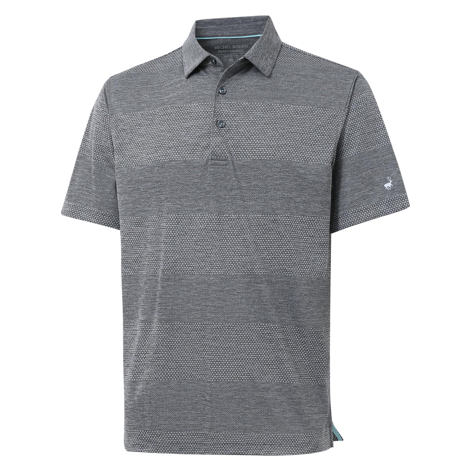 Rouen Golf Shirts for Men Dry Fit Short Sleeve Performance Moisture Wicking Casual Texture Heather Jacquard Mens Polo Shirts