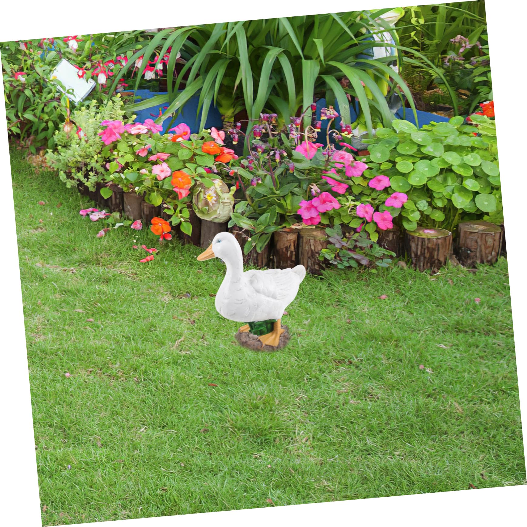 Gartenstatue Ente aus Weißem Kunstharz Leichte und Glatte Gartendeko für Draußen Realistische Kleine Teichdekoration als Geschenk für Gartenliebhaber