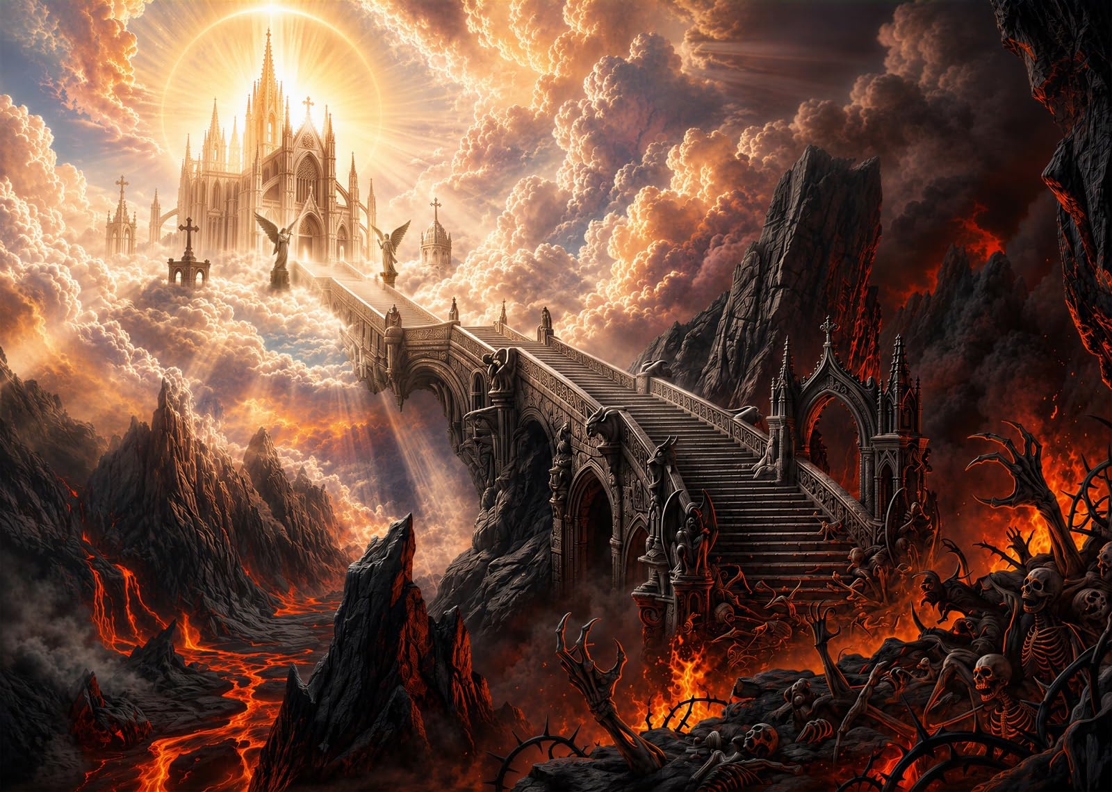 12x10FT (3.6x3m) Castello Infernale In Fiamme Sfondo Fotografico | Cittadella Di Lava Fondale In Tessuto,Ponte Ardente Teschi E Nuvole Tempestose,Feste Halloween,Personalizzabile,Photo Booth