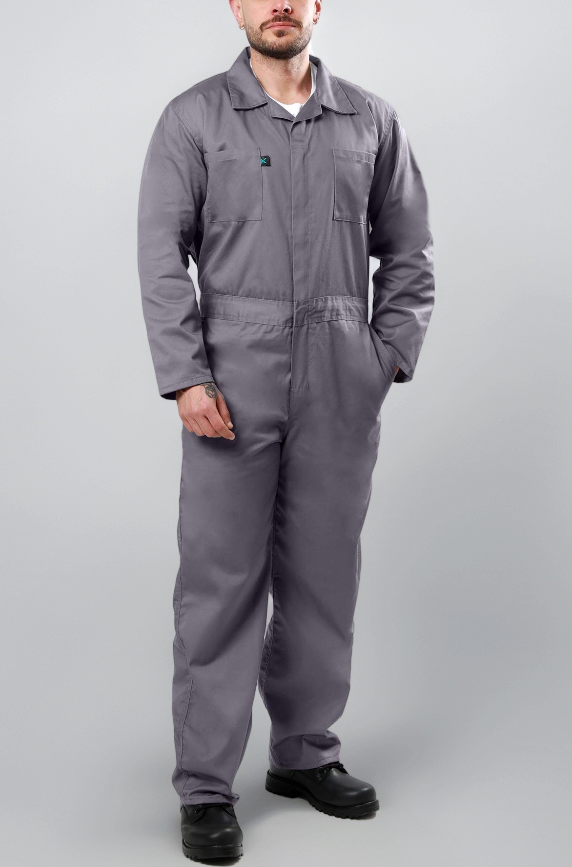 Kolossus Deluxe Long Sleeve Cotton Blend Coverall with Multi Pockets and Antistatic Zipper
