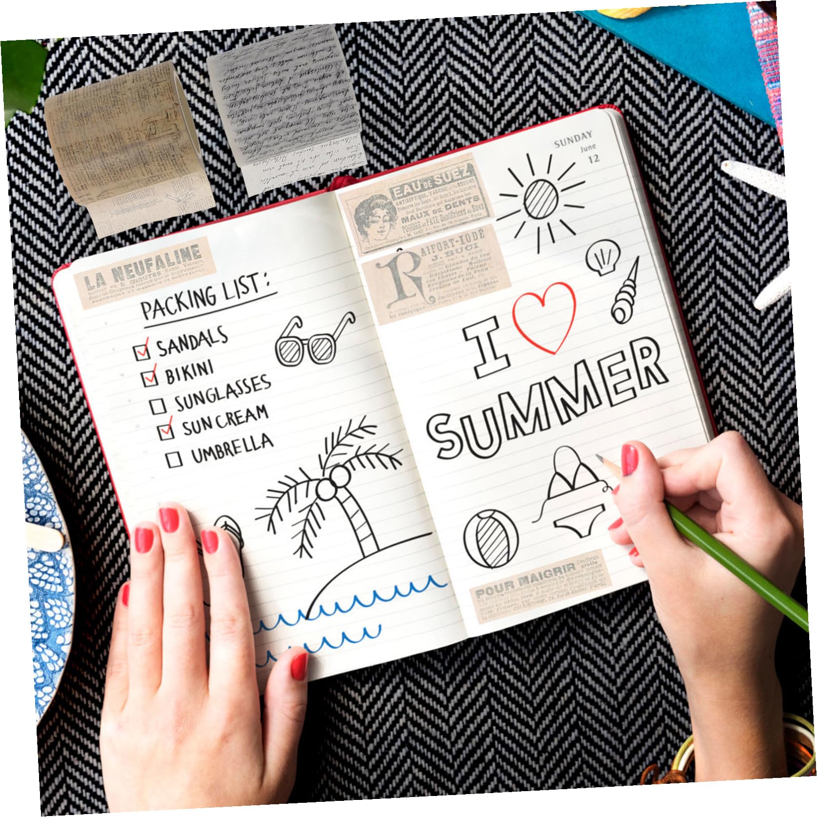 SEWACC 2sets Scrapbooking Aufkleber Für Kit Tagebuch Dekoration Aufkleber Tragen-beständig Einfach Schälen 5rolle * 2