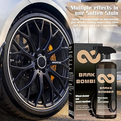 Miniatura 5 de YOUSHEME Limpiador de ruedas de bombardero de freno, limpiador de ruedas sin ácido, espray de bombardero de freno, limpiador de polvo de freno,