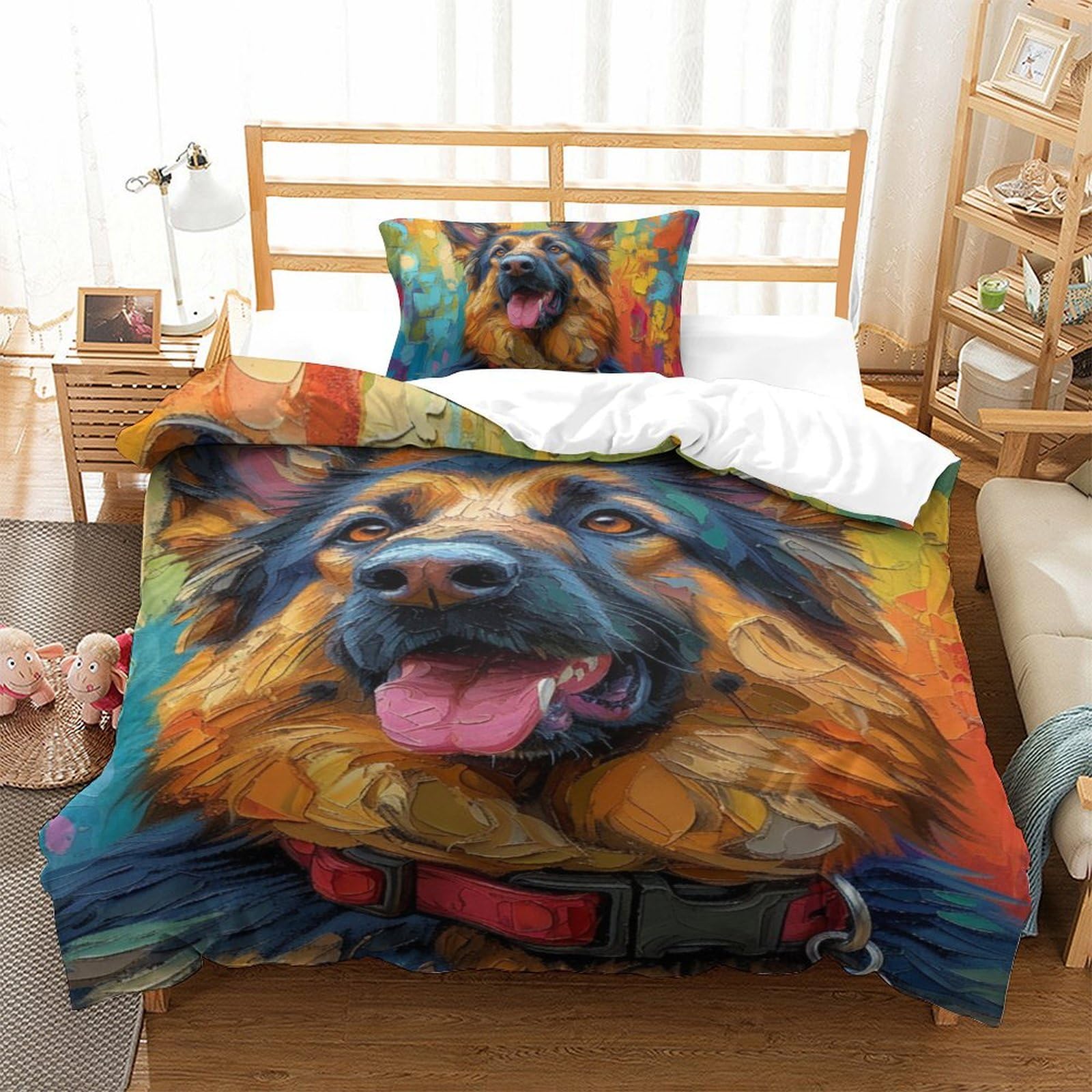 Housse de couette 135x200cm Berger Allemand, une idée cadeau idéale pour lit enfant simple