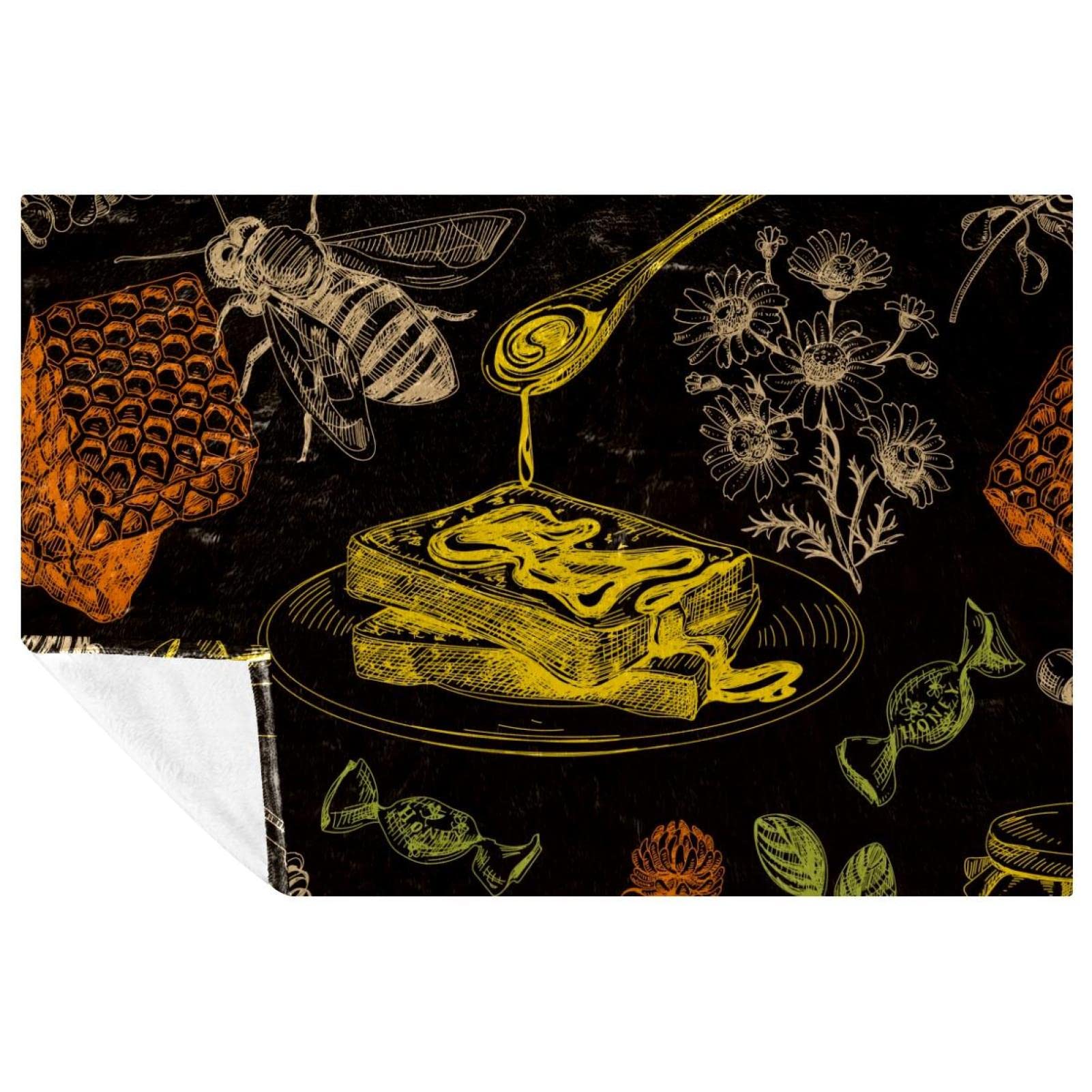 Couverture douce nid d'abeille pour frissons sur canapé avec imprimé pain réconfortant