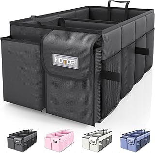 Trunk Organizer for Car - Large-Capacity Car Organizer, Foldable Trunk organizer for SUVs & Sedans, Sturdy Car Organization for Car Accessories, Tools, Sundries, Black, 2 Compartments