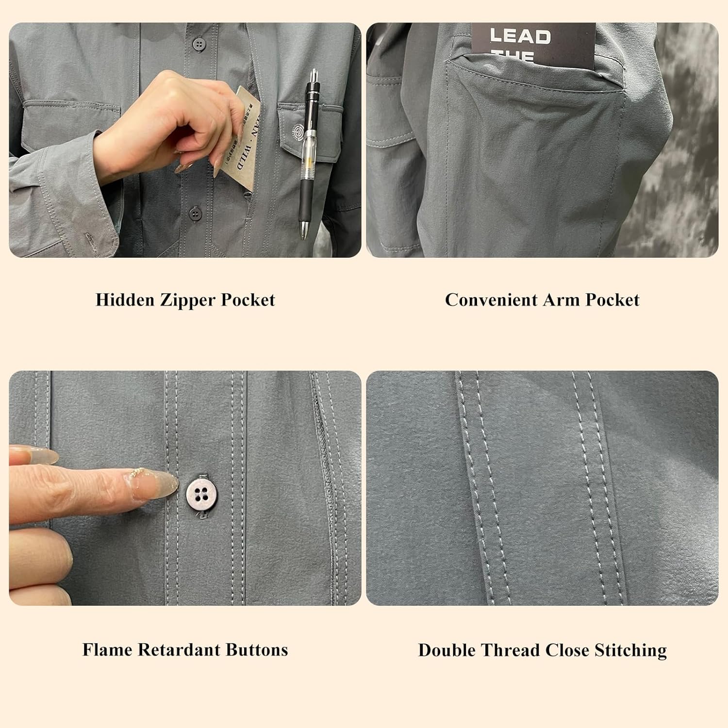 Men's Tactical Long Sleeve Shirts Quick Dry Breathable Military Fishing Sun Protection Button-Down Work Shirt - Image 5