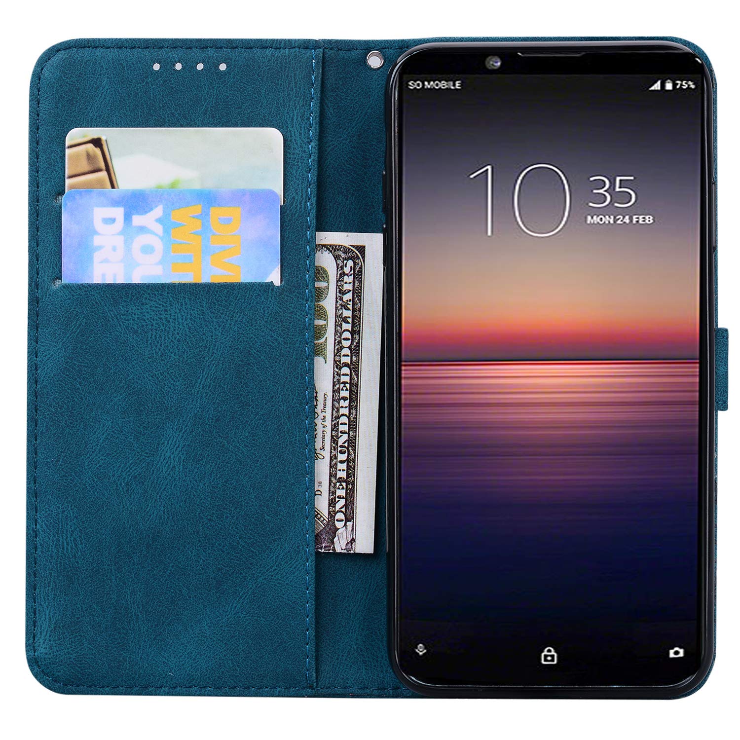 Coque Portefeuille En Cuir à Rabat Pour Sony Xperia 5 II - Noir, Compatible XQ-AS42/AS52/AS72, SO-52A