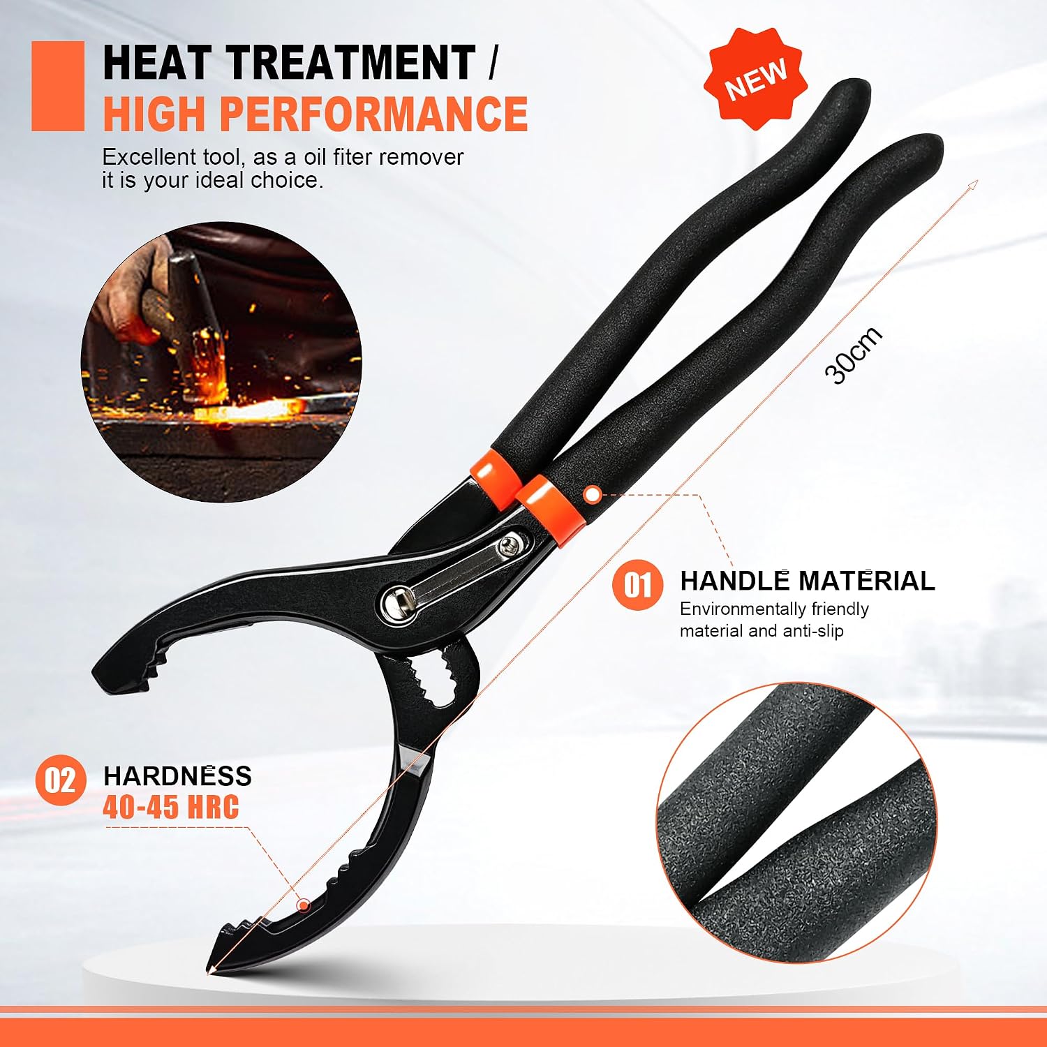 2nd Generation 12-Inch Adjustable Oil Filter Wrench – New 10-Speed Quick Adjustment Pliers, Oil Filter Removal Tool for Engine Filters, Conduit, & Fittings, Car Maintenance Tool