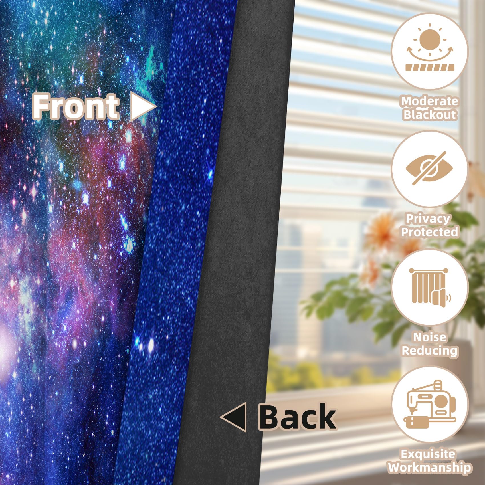 Ttincceer 140x245cm Galaxy Nebula Blackout Curtains for Boy Girl Bedroom Starry Sky Universe Outer Space Room Darkening Drapes with Grommet for Living Room Window Treatments Thermal Insulated - Image 4