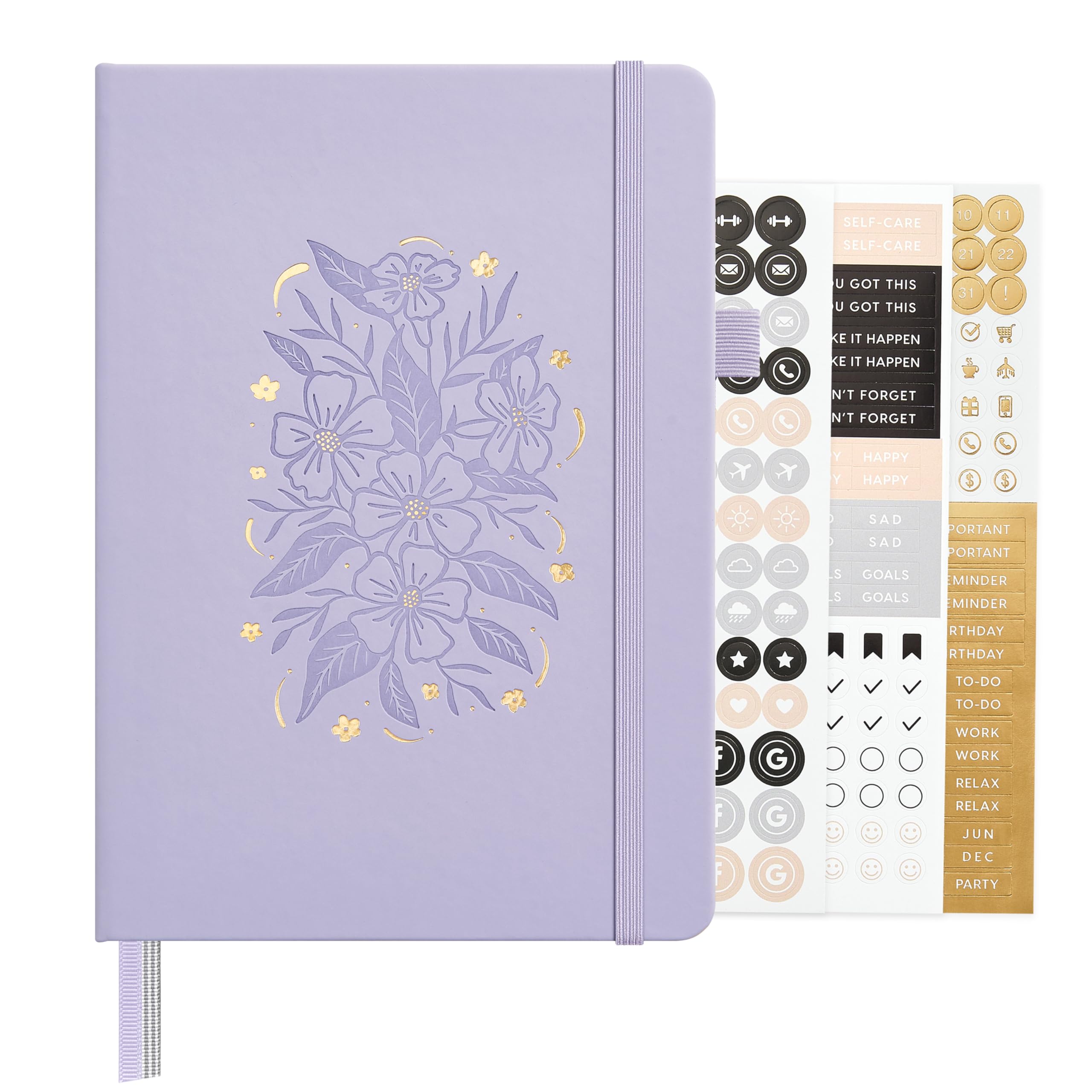 &And Per Se Dotted Journal Notebook for Women&Men with Pattern, A5 Leather Hardcover, 160 Pages 100GSM Thick Dotted Paper, 3 Sheets of Stickers Included(Lavender) — image 1