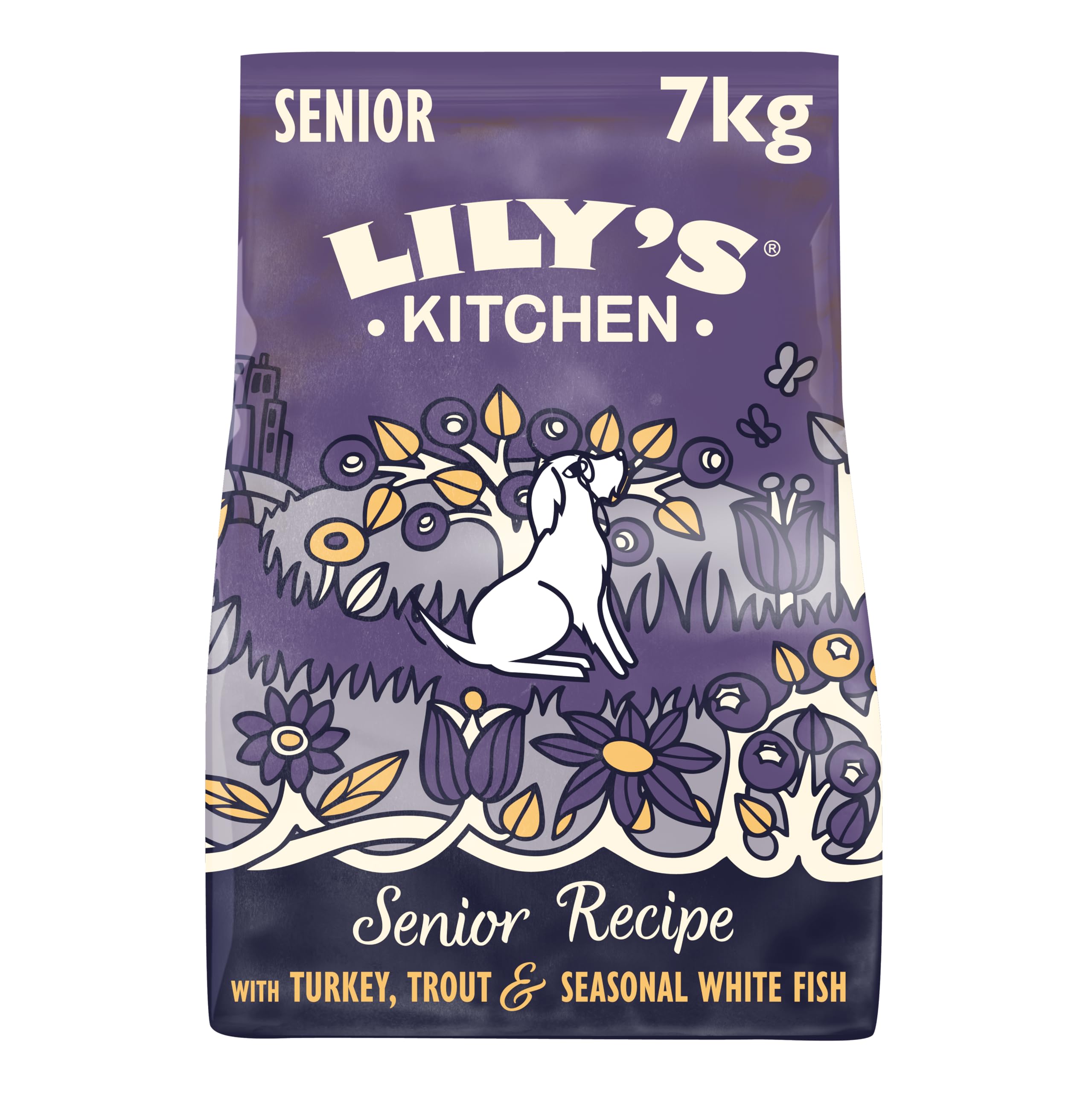 Lily's Kitchen Completo Pienso Seco para Perros Senior mayores de 8+, con Pavo y Trucha, 7 kg