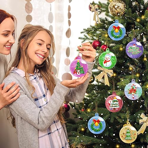 Miniatura 2 de FEBSNOW Moldes de resina de Navidad de silicona, adornos de árbol de Navidad, moldes de resina epoxi en forma de bola, colgante esférico de Navidad,