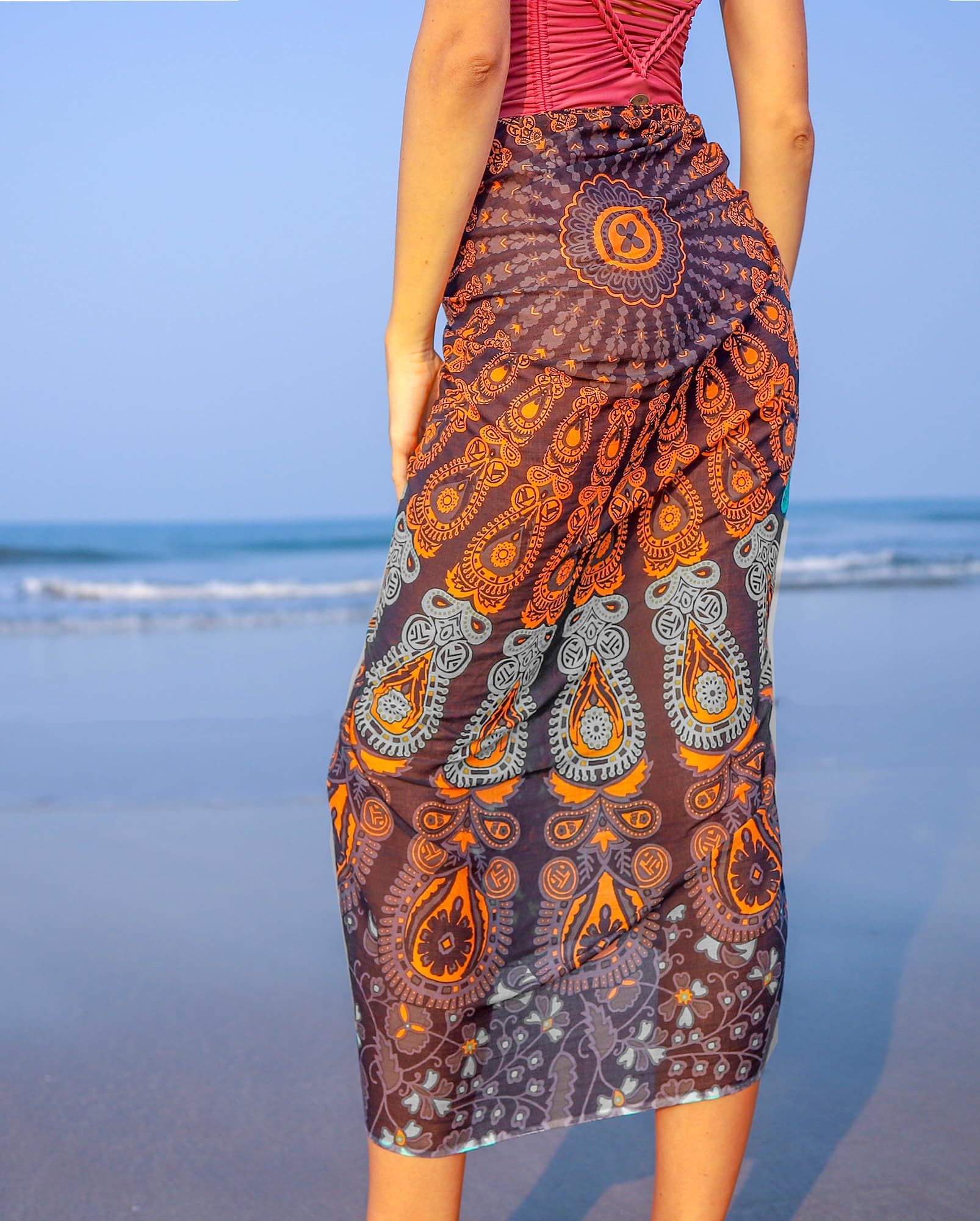 Boho Chic Pareo - Mandala Pareo - Bikini Swimsuit Cover Up - Beach Dress - Wrap: Black Mamba