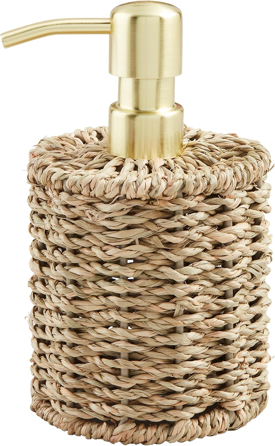 Mud Pie Brown Woven Seagrass Soap Pump; 6" x 3 1/2" Dia