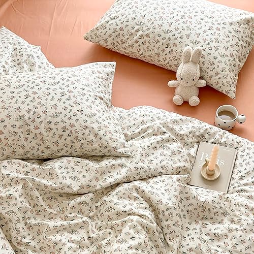 Miniatura 6 de Funda de edredón floral bohemia tamaño Queen, funda de edredón floral estética de algodón rosa, juego de ropa de cama floral rosa, funda de edredón