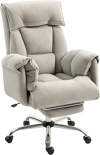 HOMCOM Silla de oficina ejecutiva con reposapiés, silla giratoria reclinable de escritorio para computadora con respaldo alto, cojín grueso,