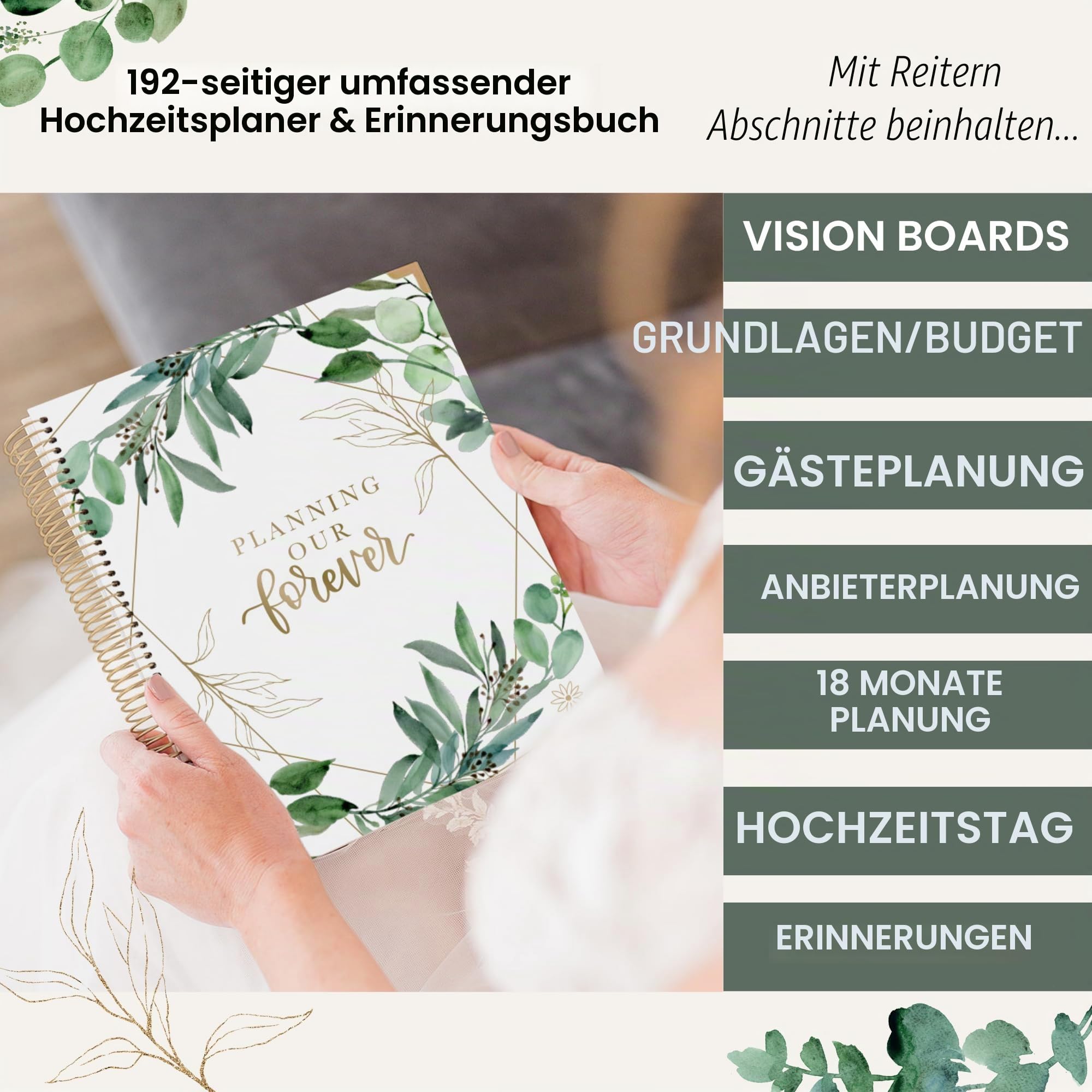 bloom daily planners Hochzeitsplaner mit festem Einband, Braut-Tagebuch und Organizer (undatiert), 22,9 x 27,9 cm – Planning Our Forever