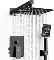 Vista 30 de Sistema de Ducha Moderno de Lluvia de Latón Juego de Grifería con Válvula y Desviador Mezclador de Ducha con Ducha de Mano de Alta Presión Válvula