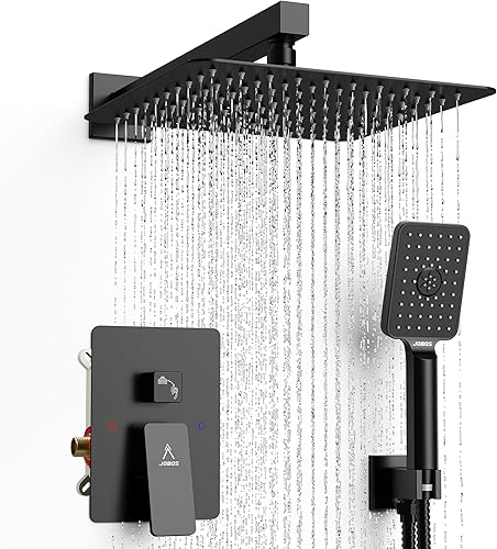 Miniatura 30 de Sistema de Ducha Moderno de Lluvia de Latón Juego de Grifería con Válvula y Desviador Mezclador de Ducha con Ducha de Mano de Alta Presión Válvula