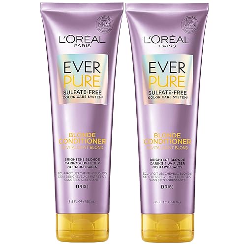 L'Oreal Paris EverPure - Acondicionador rubio libre de sulfatos para cabello tratado con color, neutraliza el latón + equilibrios, para cabello