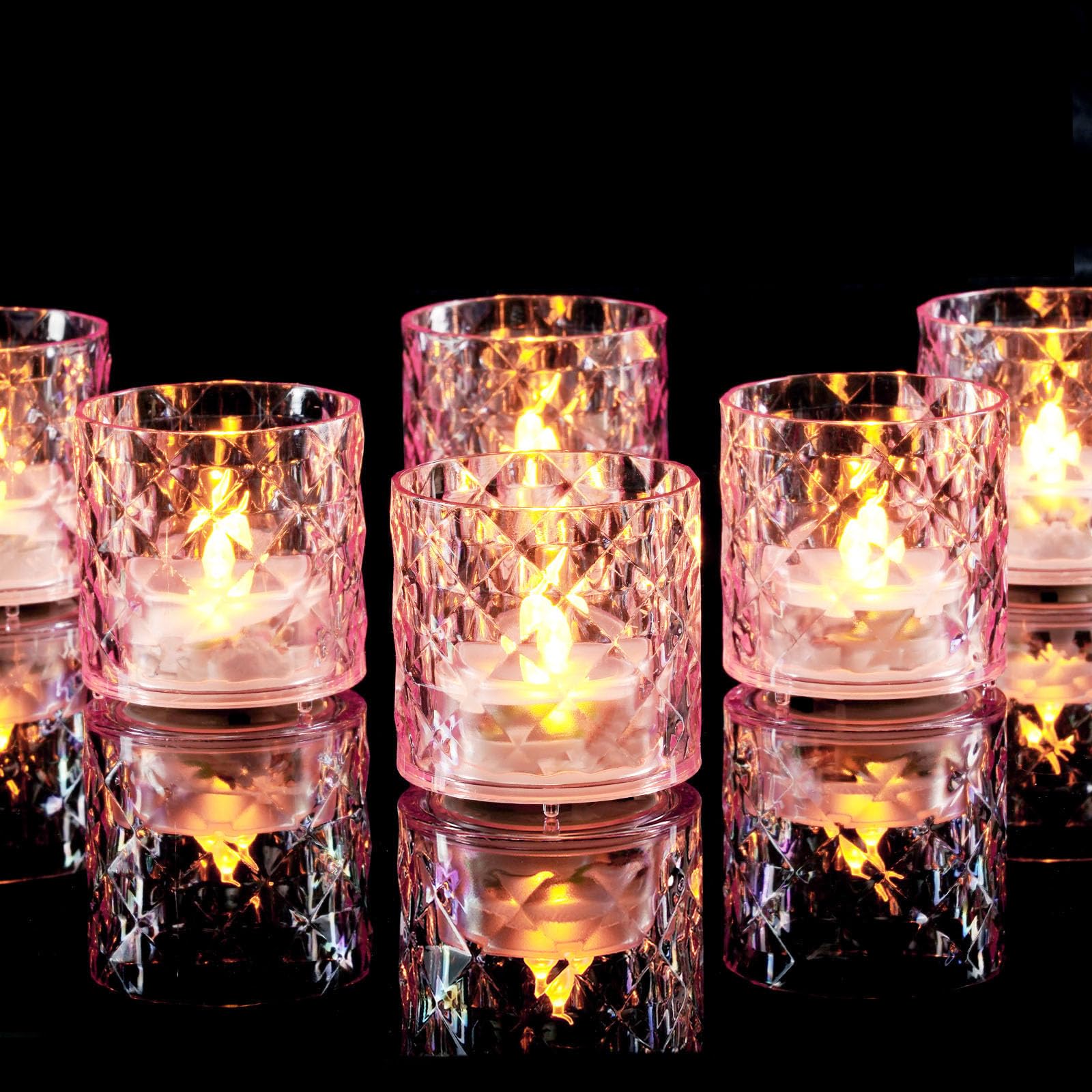 Bougeoirs votifs en acrylique rose pour centre de table de mariage Homemory