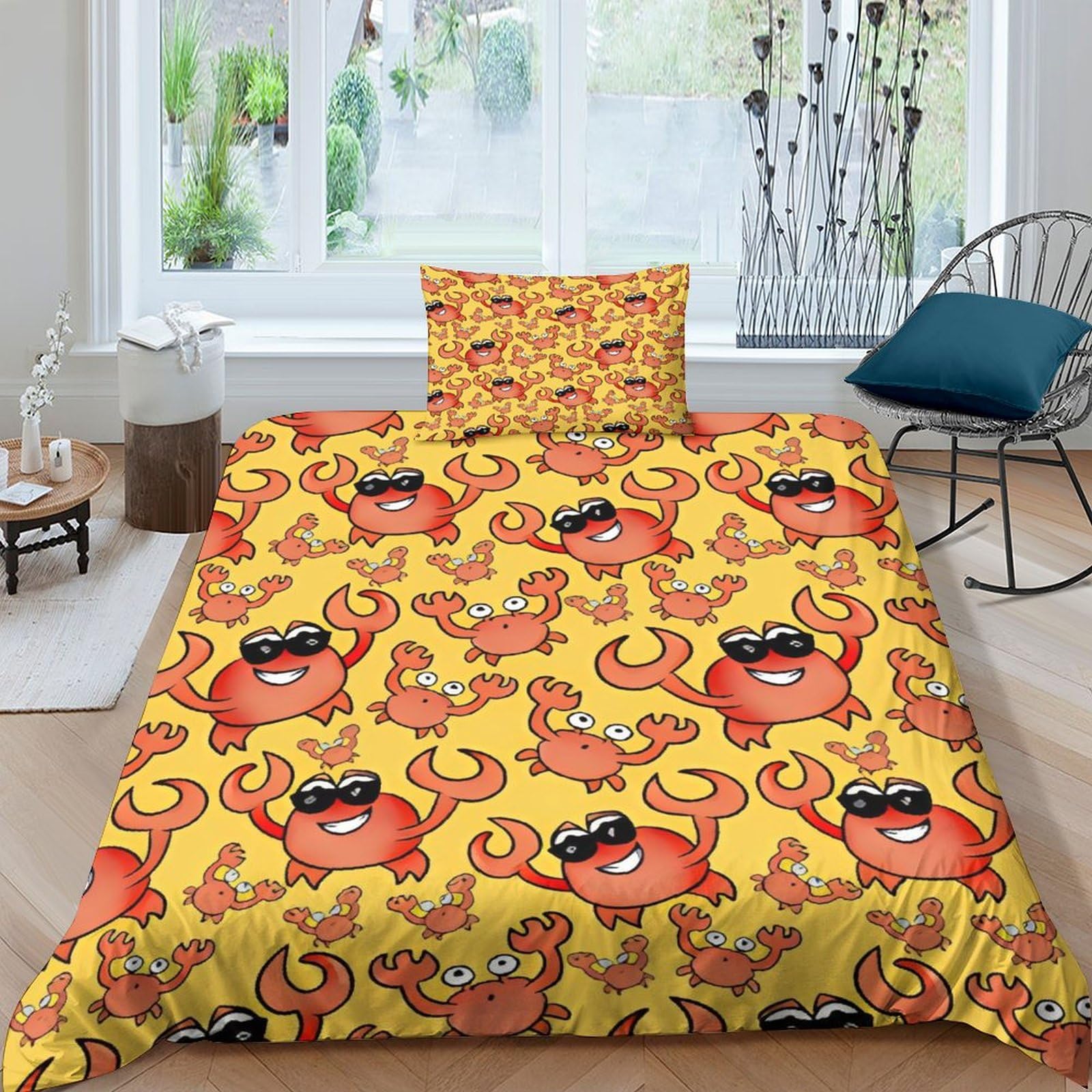 Housse de couette crabe lit simple pour adultes et enfants