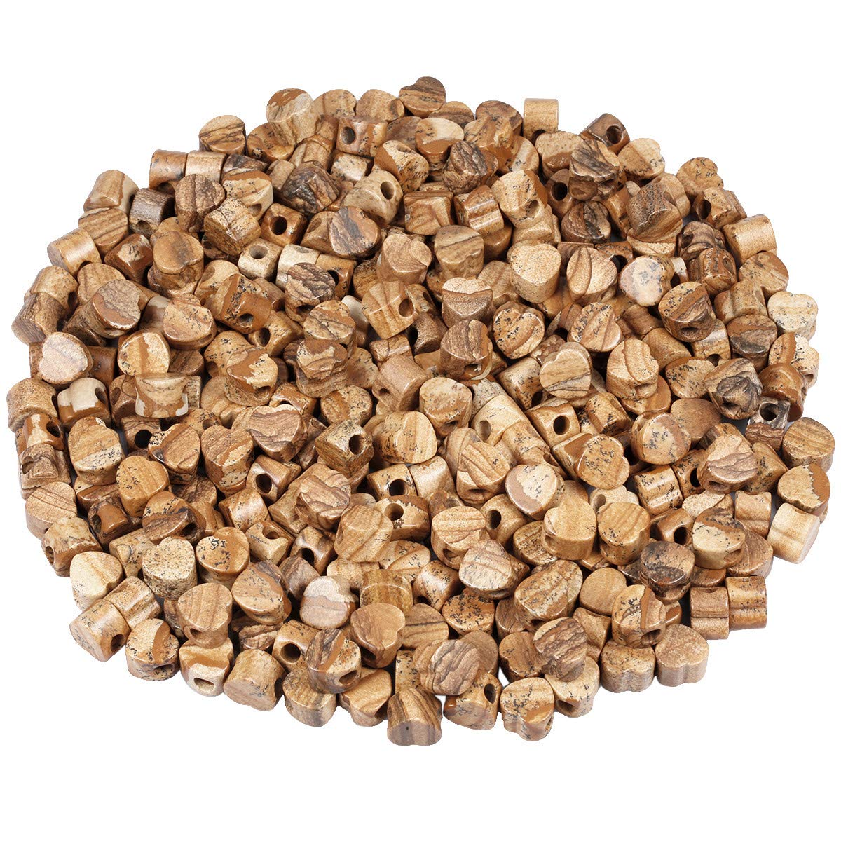 mookaitedecor 12pcs 14mm Heart Shaped Picture Jasper Large Hole Crystal Beads for Jewellery Making Loose Love Heart Healing Crystal Stone Beads for Crafting European Bracelet Macrame DIY Projects - Image 3