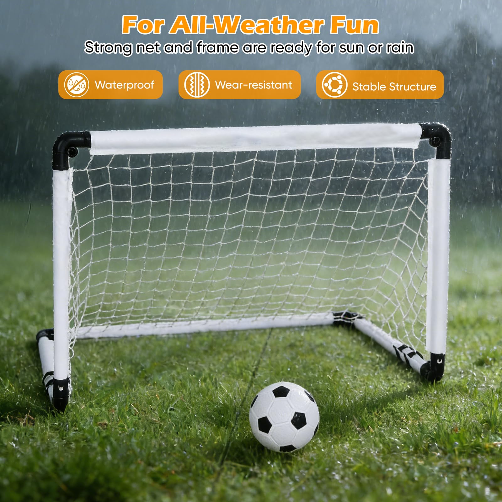 Set di 2 porte da calcio per bambini - Porte da calcio con pratica borsa per il trasporto, giochi all'aperto per bambini con pallone da calcio, pompa ad aria, 8 picchetti di ancoraggio