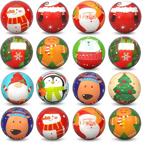 AMOR PRESENT 16 bolas antiestrés de Navidad para niños, juguetes para apretar, bolas sensoriales antiestrés, juguetes fidget, rellenos para