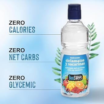 Bonsweet Liquid Sweetener 200 ml | 750 servings | 8 drops 1 teaspoon of sugar | Zero Calorie Sugar Substitute | 0 Calories - 0 Glycemic Index - 0 Net Carbohydrates - Keto | 8 drops 1 teaspoon of sugar | Zero Calorie Sugar Substitute | 0 Calories - 0 Glycemic Index - 0 Net Carbohydrates - Keto