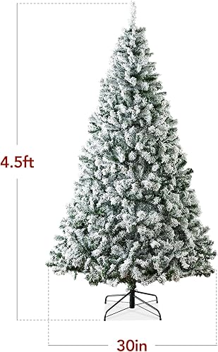 Miniatura 11 de Best Choice Products Árbol de Navidad artificial flocado, pino sin iluminación de alta calidad de 9 pies con ramas completas, soporte de metal
